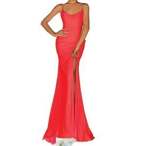Clarisse Lace-up Maxi Gown Red 800259 Size 4 NWT